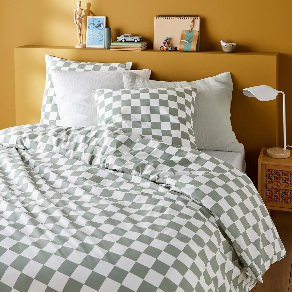 Bedset in katoen, vierkant kussensloop, Miley