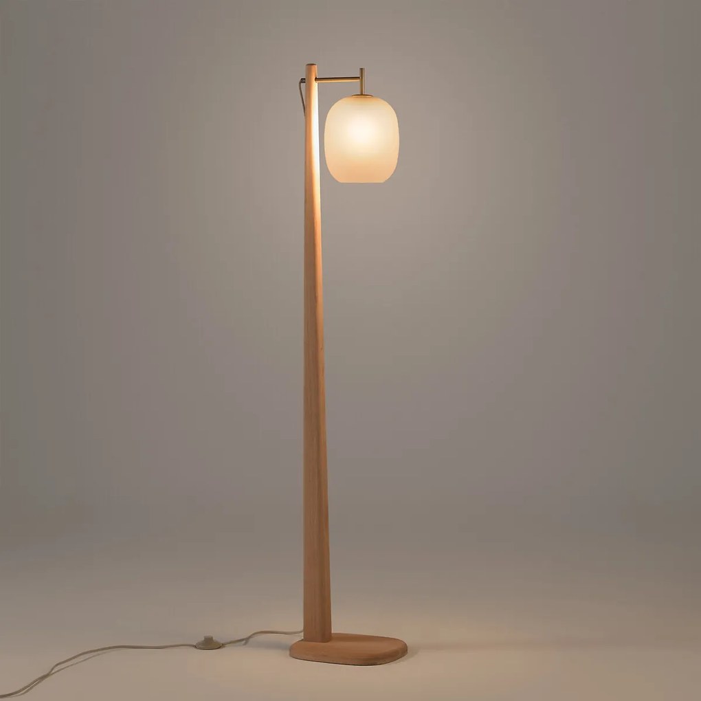 Vloerlamp in eik, metaal en mat glas, Navida