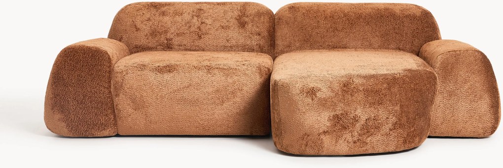 Modulaire teddy-bouclé hoekbank Wolke (3-zits)