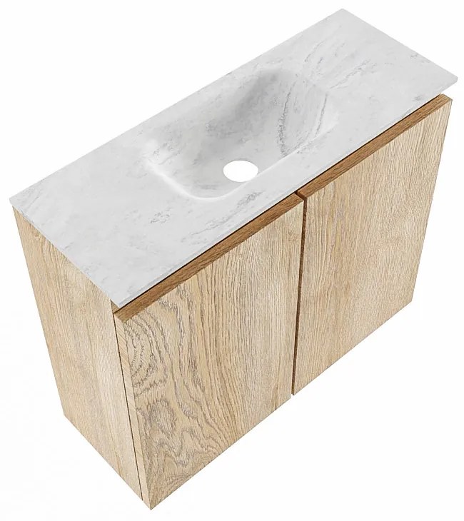 Mondiaz Ture DLux toiletmeubel 60cm washed oak met wastafel opalo midden zonder kraangat