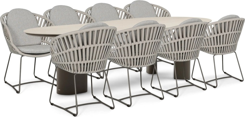 Tuinset 8 personen 300 cm Rope Taupe Santika Furniture Santika