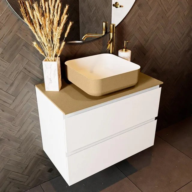 Mondiaz TOP 23 Topblad - 70x23.5x0.9cm - geschikt voor afdekplaat - Solid surface - Oro T23XIM49847Oro