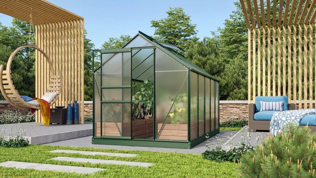 Vitavia Venus serre - 6,2m² - met 6 mm polycarbonaat - Donkergroen