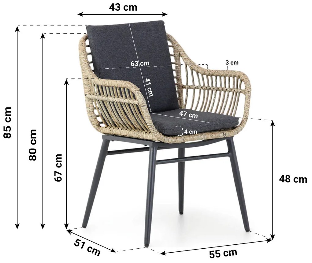 Tuinset 6 personen 240 cm Aluminium/wicker Taupe Coco Coco Leonardo