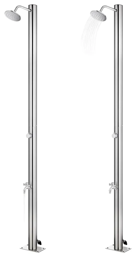 vidaXL Buitendouche met bruine basis 220 cm roestvrij staal