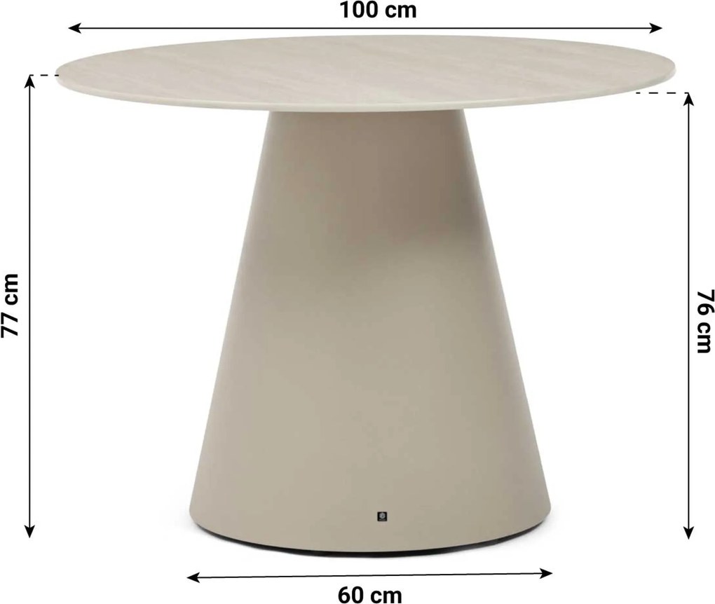Dining Tuintafel rond 100 cm Zand/Beige Santika Serino