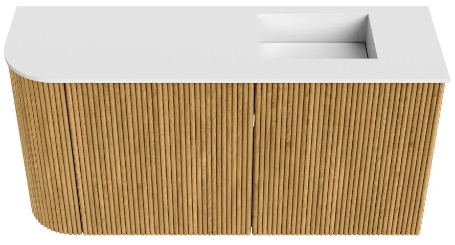 Mondiaz Joya 80cm toiletmeubel ronding links oak met wastafel faye rechts zonder kraangat talc