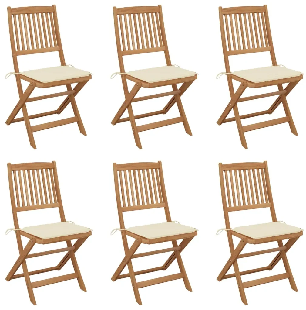 vidaXL Tuinstoelen 6 st inklapbaar met kussens massief acaciahout
