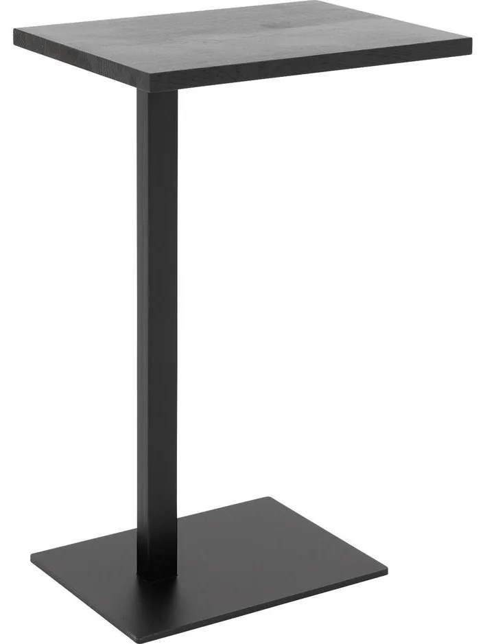 Goossens Nachtkastje Tangel, Voet vierkant metaal ral 9005 zwart, blad massief eik