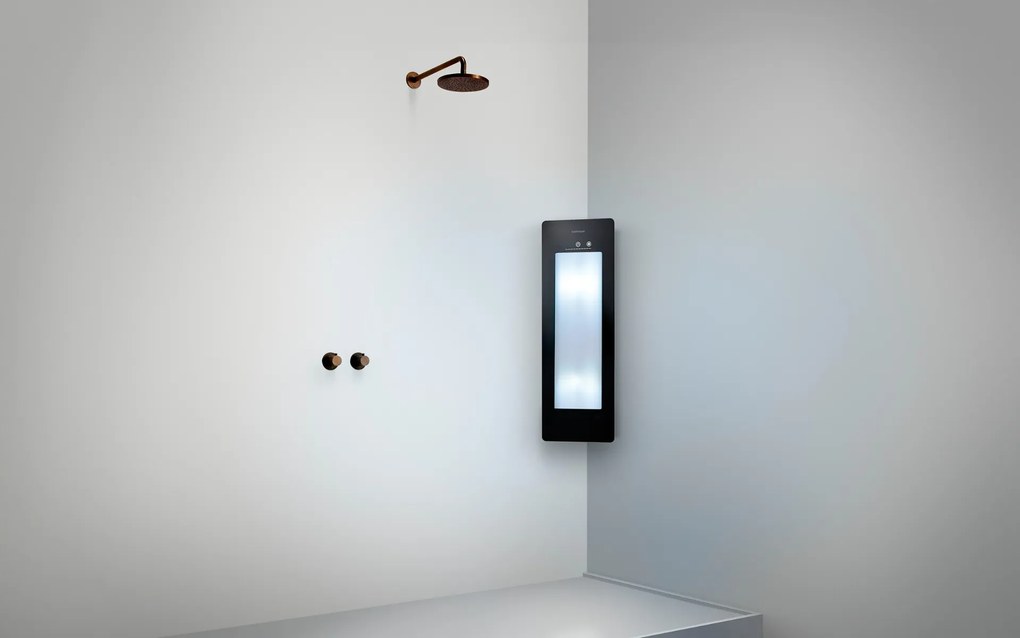 Sunshower Round Plus Small Black infraroodlamp en UV 33x95x10cm hoekopbouw