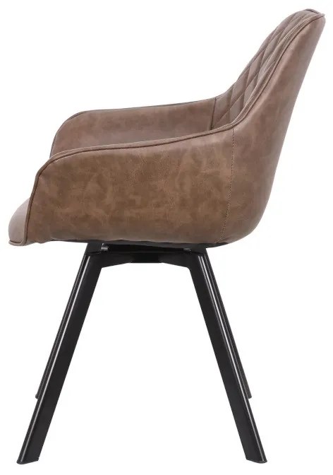 Eetkamerstoel - Ringo - Draaibaar - Lederlook bruin