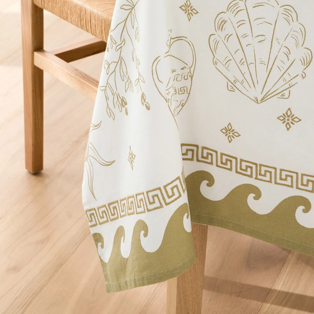 Tafelkleed in bedrukt en geborduurd katoen, Hector