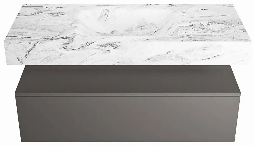 Mondiaz Alan DLux badmeubel 110cm dark grey 1 lade met wastafel glace midden 1 kraangat