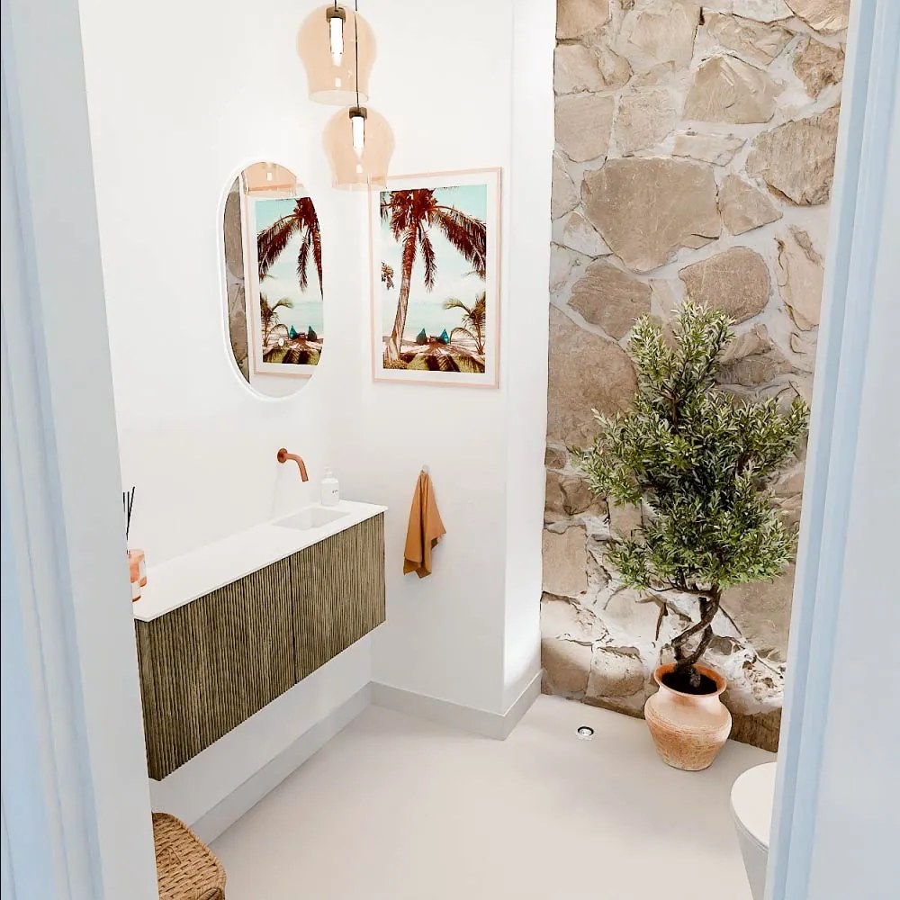 Mondiaz Joya 100cm toiletmeubel dusk met wastafel faye rechts zonder kraangat talc