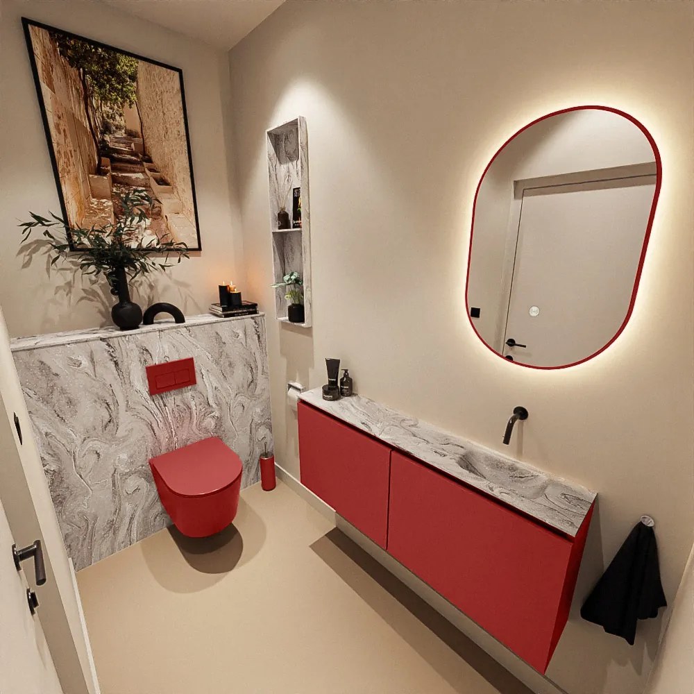 Mondiaz Ture DLux toiletmeubel 120cm fire met wastafel glace rechts zonder kraangat