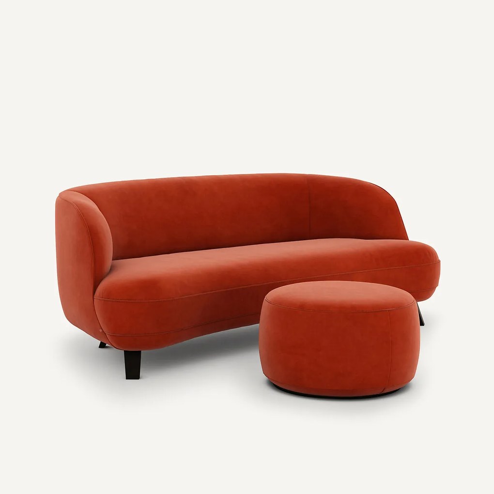 XL poef, in fluweel, Rosebury, ontwerp door Emmanuel Gallina