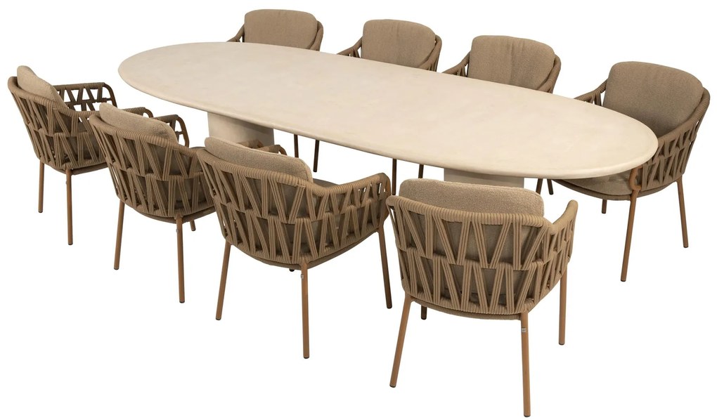 4 Seasons Outdoor Biarritz tuinset amber met Hampton tafel 300 cm Tuinset beige weerbestendig