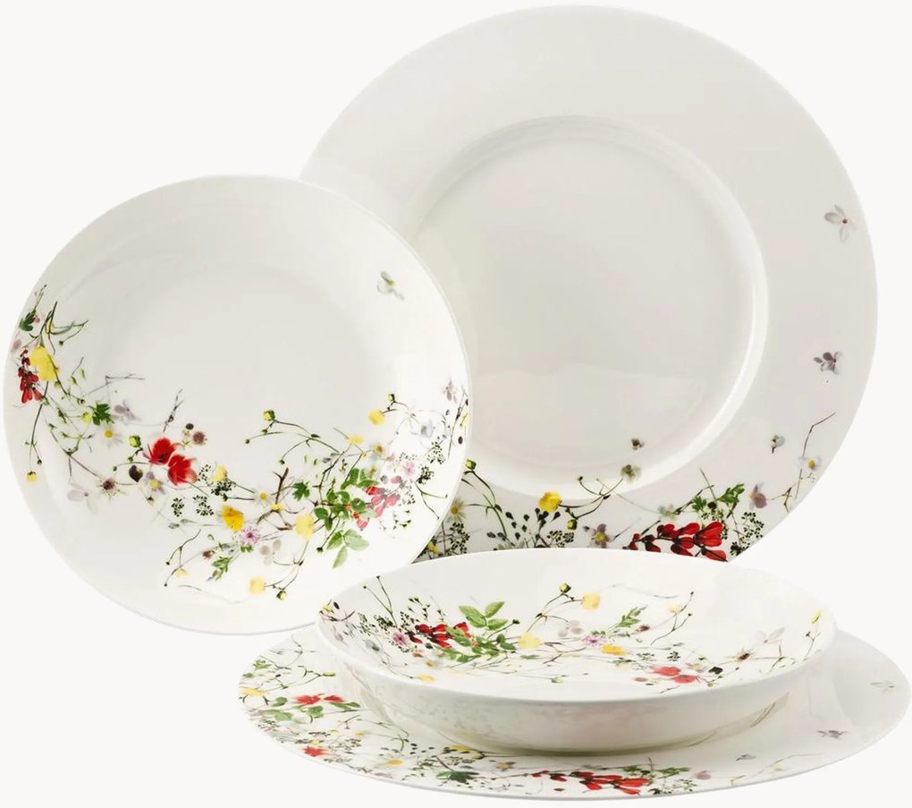 Bone China serviesset Brillance Fleurs Sauvages, 2 personen, 4-delig