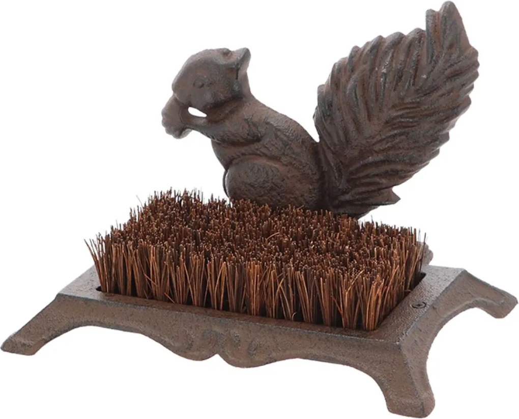 Esschert Design gietijzeren voetenveger met eekhoorn