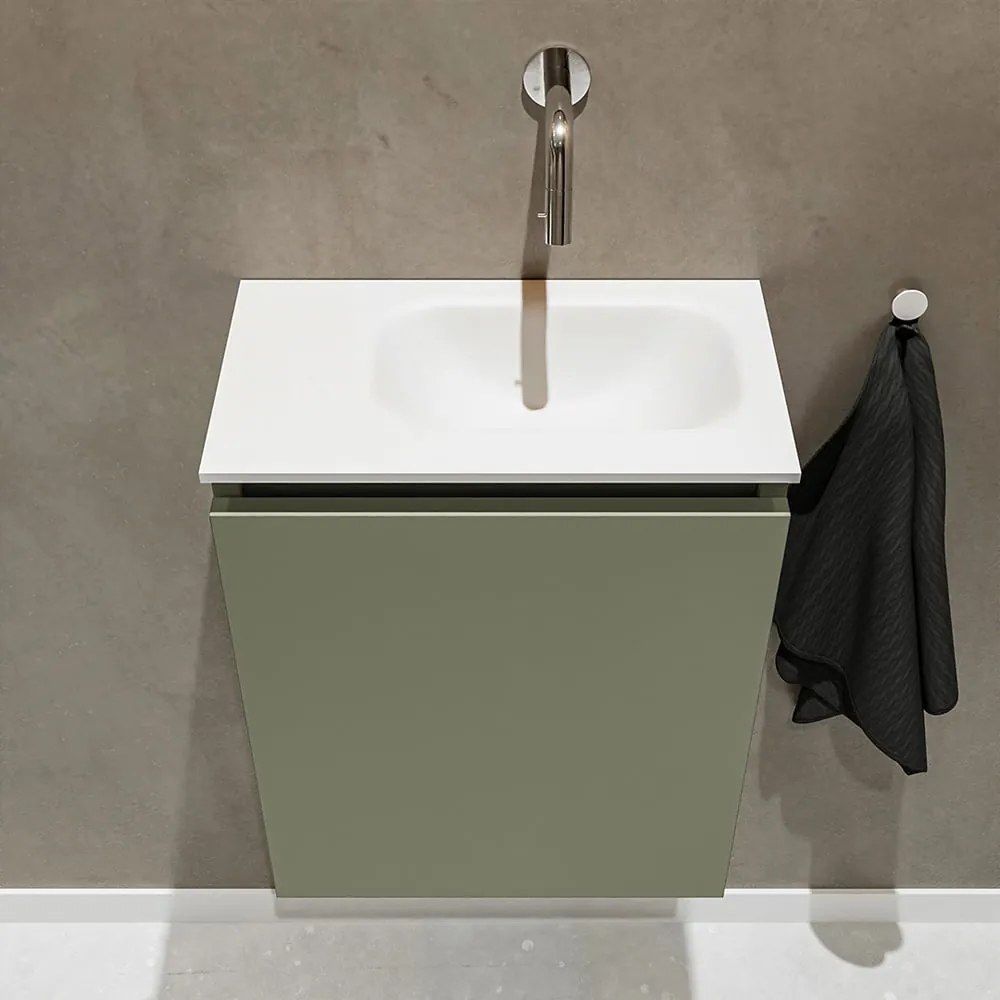 Mondiaz Ture 40cm toiletmeubel army met wastafel talc rechts geen kraangat