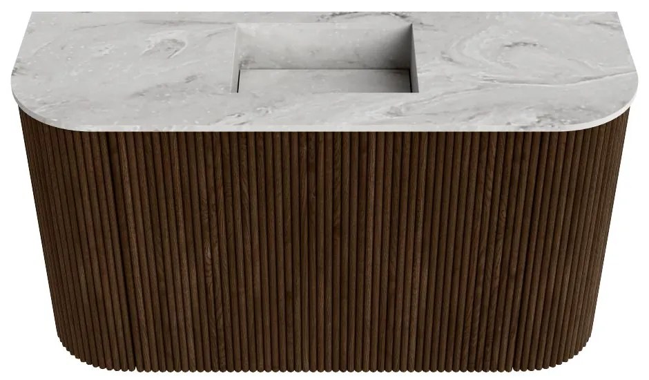 Mondiaz Joya DLux 75cm toiletmeubel ronding links/rechts walnut met wastafel faye midden zonder kraangat glace