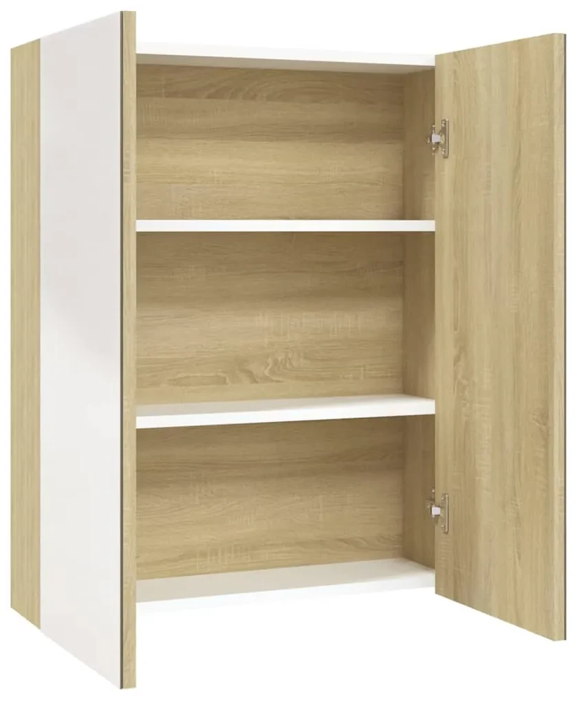 vidaXL Badkamerkast met spiegel 60x15x75 cm MDF wit en eikenkleurig