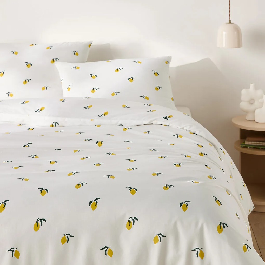 Bedset 50% gerecycled katoen, rechthoekige kussensloop, Citron