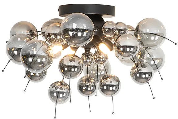 Design plafondlamp zwart met smoke glas 4-lichts - Explode