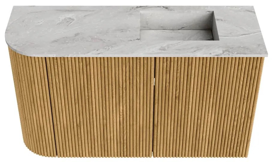 Mondiaz Joya DLux 70cm toiletmeubel ronding links oak met wastafel faye rechts 1 kraangat glace