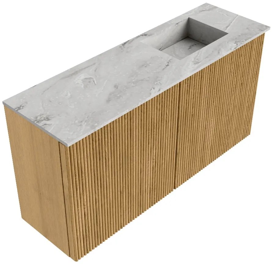 Mondiaz Joya DLux 80cm toiletmeubel oak met wastafel faye rechts zonder kraangat glace