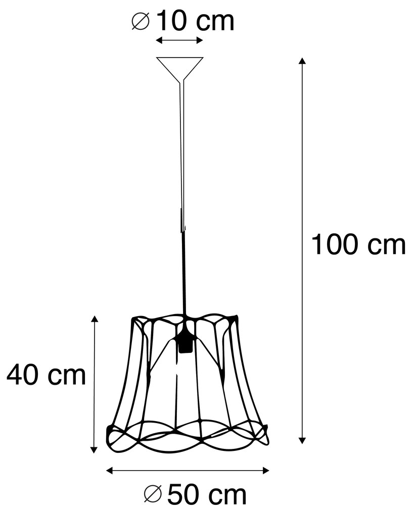 Eettafel / Eetkamer Retro hanglamp zwart 50 cm - Granny Frame Retro Minimalistisch E27 Draadlamp rond Binnenverlichting Lamp