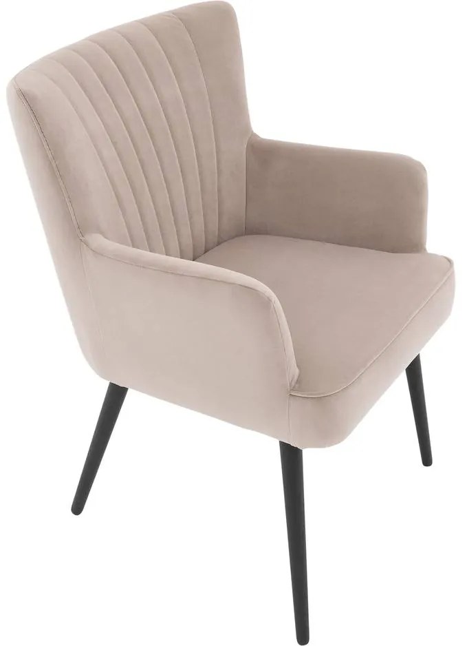 Goossens Eetkamerstoel Rob lichtgrijs velvet stof met armleuning, urban industrieel