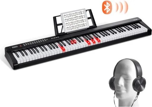 VEVOR 88-toetsen digitale piano, semi-gewogen toetsen, draagbare elektrische pianoset van normaal formaat met 1000 toetsen, ingebouwde luidsprekers, sustainpedaal, koptelefoon, Bluetooth, MIDI, USB voor beginners