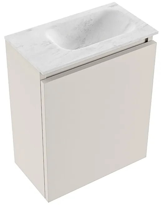 Mondiaz Ture DLux toiletmeubel 40cm linen met wastafel opalo rechts met kraangat