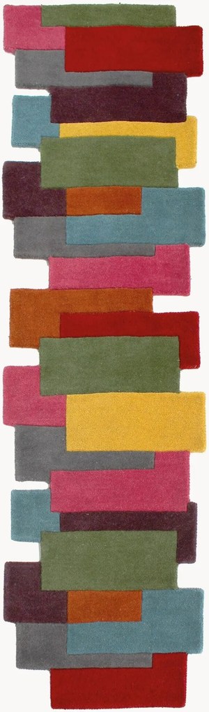 Handgetufte laagpolige wollen loper Collage