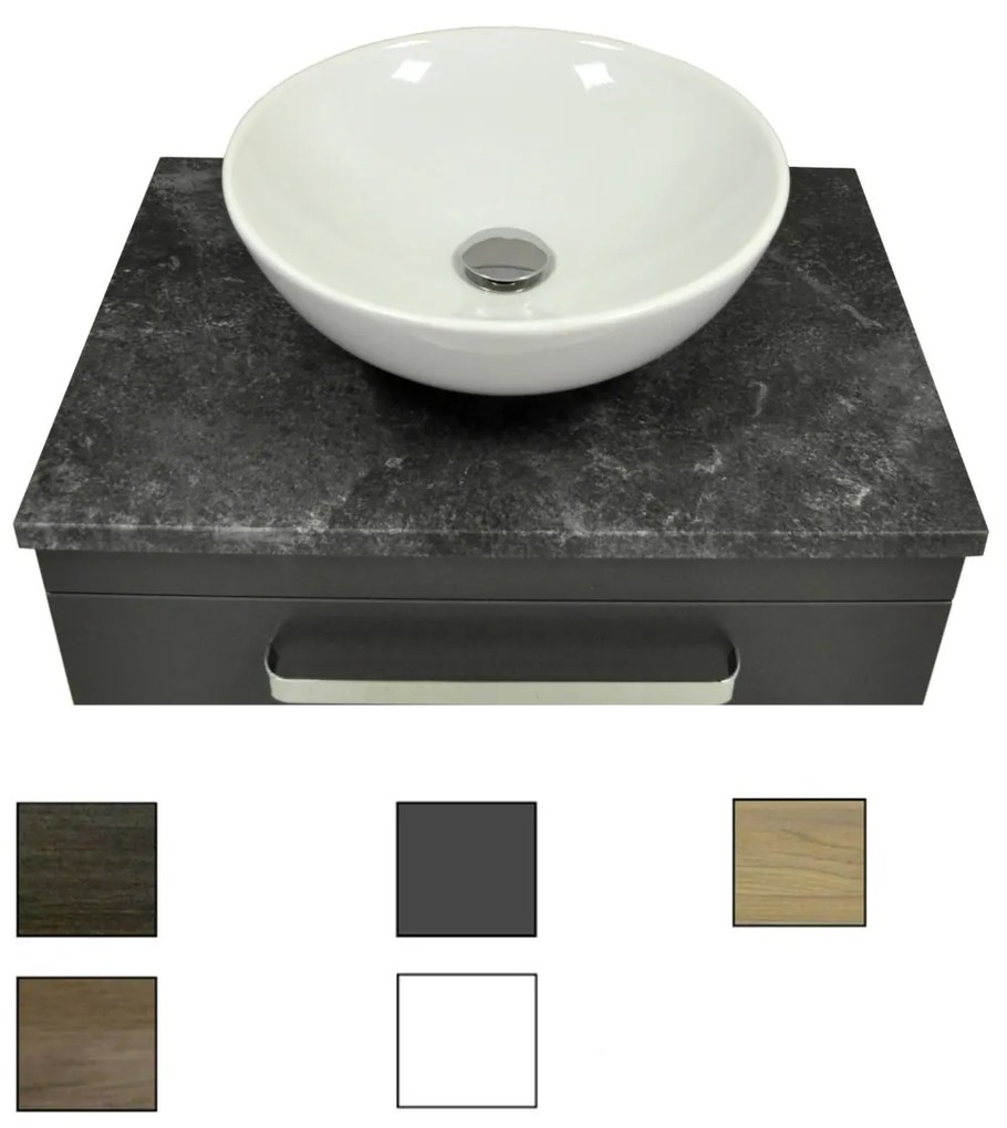 Sanicare Q11 badkamermeubel met black-stone topblad 65 cm truffel