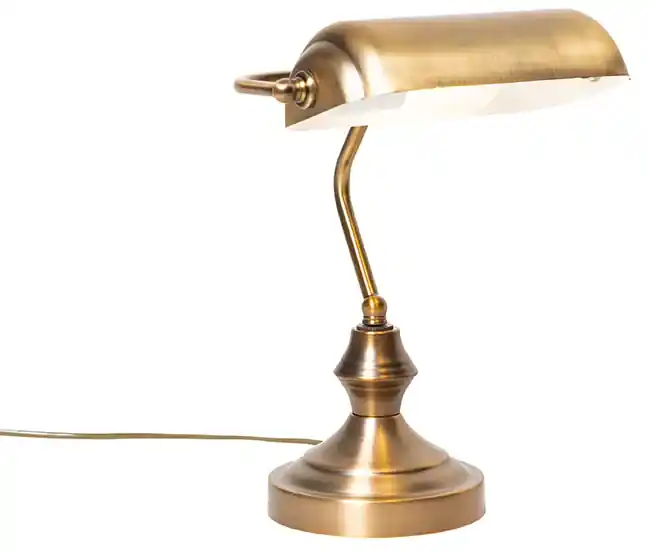 Klassieke tafellamp/notarislamp brons - Banker Klassiek Antiek E27 Binnenverlichting | BIANO