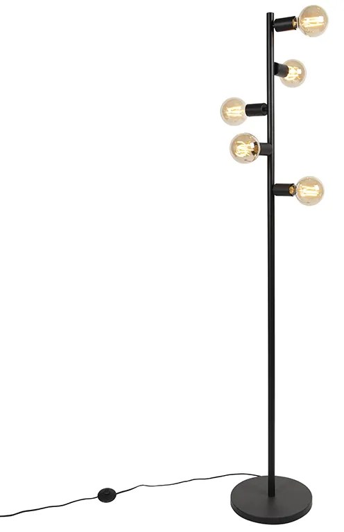 Moderne vloerlamp zwart 5-lichts - Facil