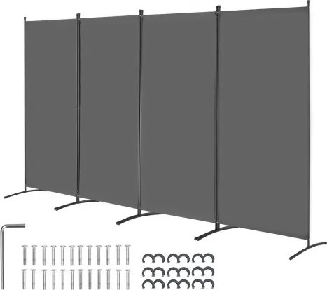 VEVOR Room Divider 4 Panelen Scherm 3464 x 1840 x 520 mm, Opvouwbaar Privacy Scherm &amp; Draagbare Scheidingswand voor Ruimteverdeling, Vrijstaande Room Divider voor Kantoor Slaapkamer Studeerkamer, Grijs