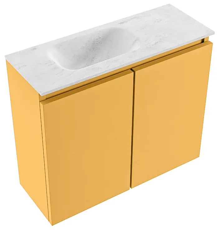 Mondiaz Ture DLux toiletmeubel 60cm ocher met wastafel opalo links zonder kraangat