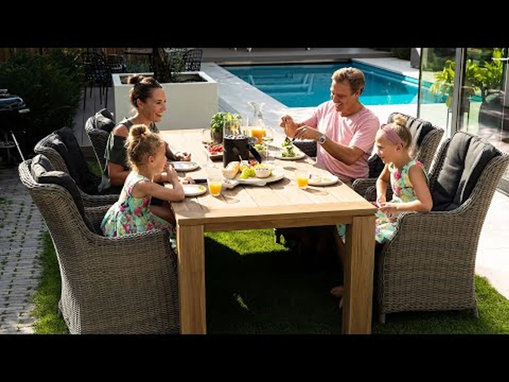 Tuinset 6 personen 240 cm Wicker Grijs Garden Collections Lincoln/Brighton