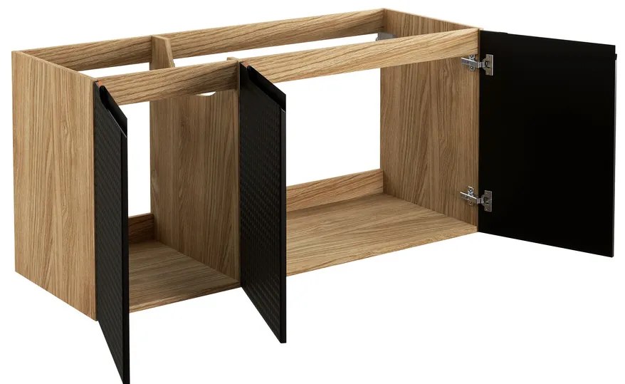 Comad Luxor Black badmeubel 120cm met 3 deuren en enkele wastafel zwart mat