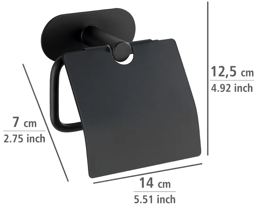 Wenko Orea turbo-loc toiletrolhouder met deksel RVS zwart mat