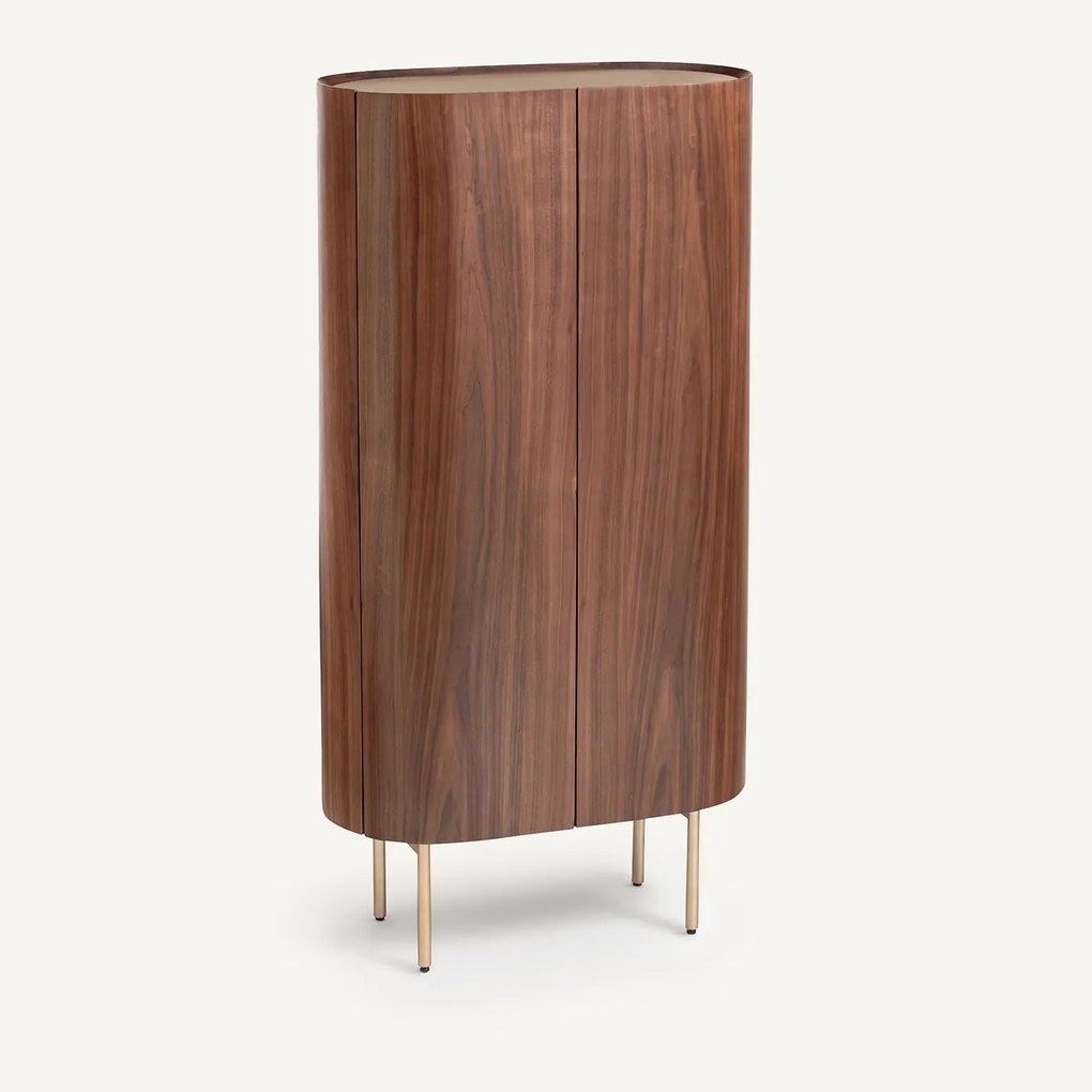 Kast notenhout/leer, Aslen