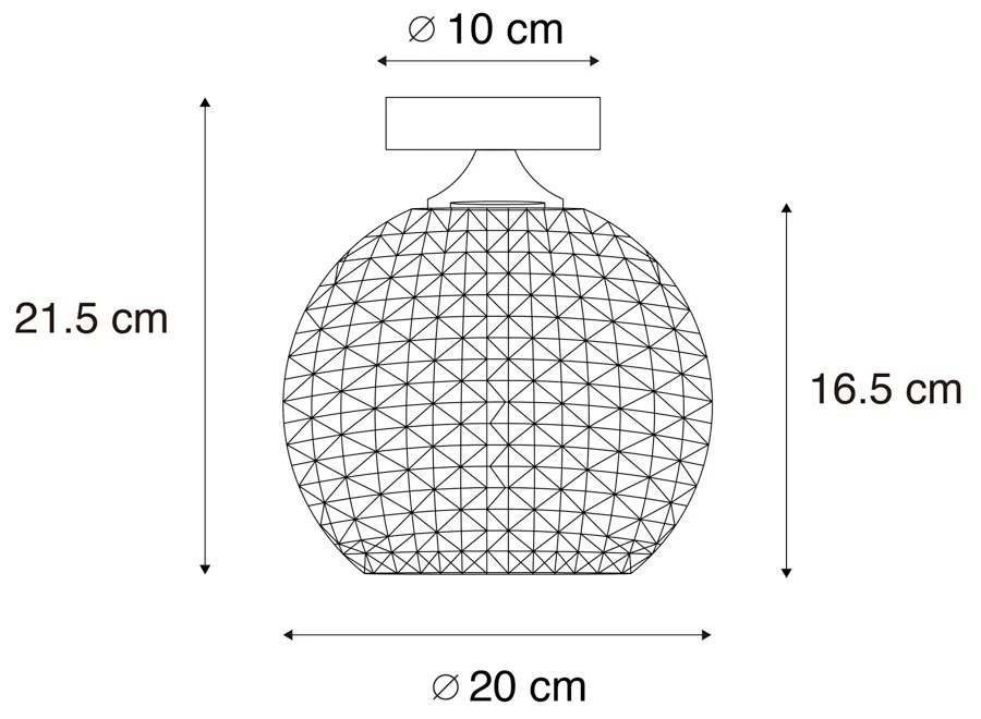 Art Deco plafondlamp zwart met smoke glas - Sphere