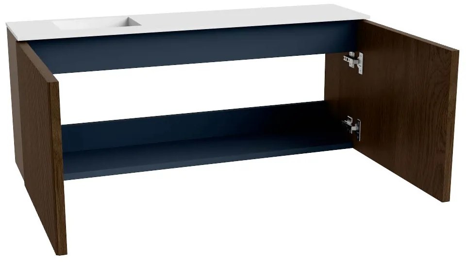 Mondiaz Joya 100cm toiletmeubel walnut met wastafel faye links 1 kraangat talc