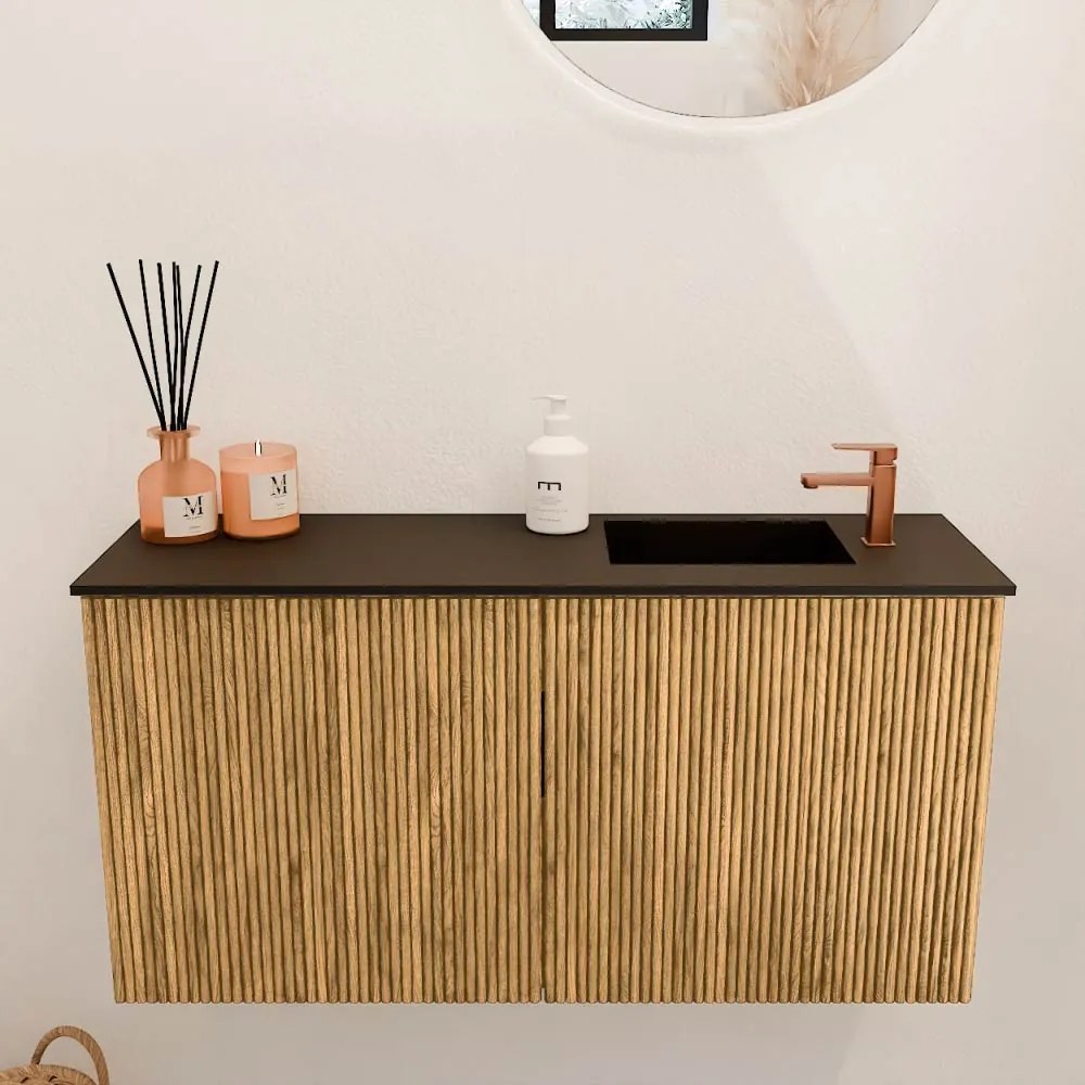 Mondiaz Joya 80cm toiletmeubel oak met wastafel faye rechts 1 kraangat urban