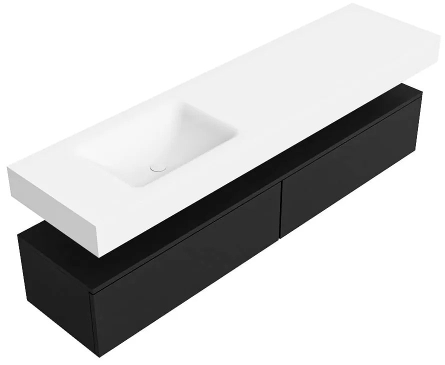 Zaro Alan badmeubel 180cm urban 2 lades met vrijhangende wastafel cloud links zonder kraangat talc