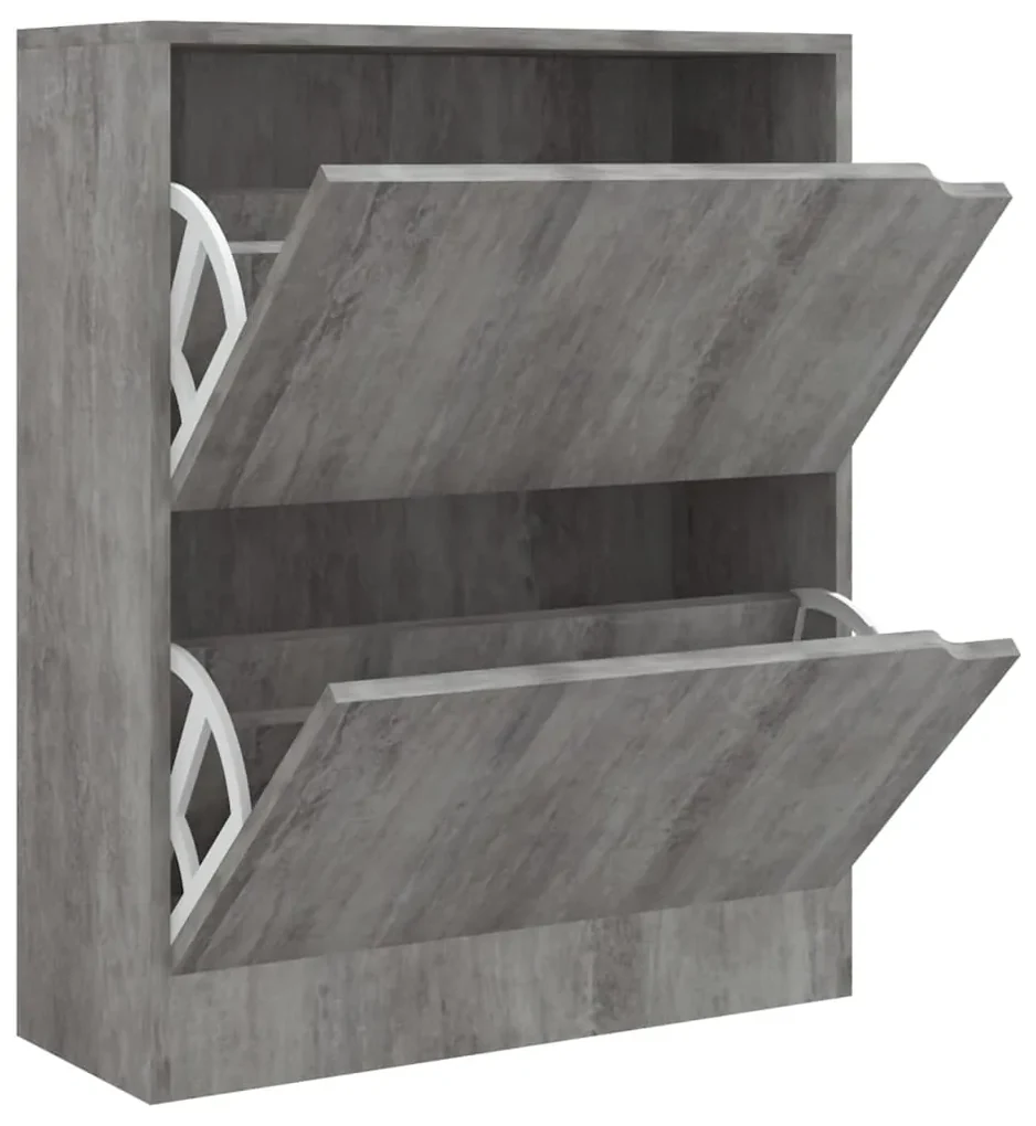 vidaXL Schoenenkast met 2 deuren 59x24x74 cm spaanplaat betongrijs
