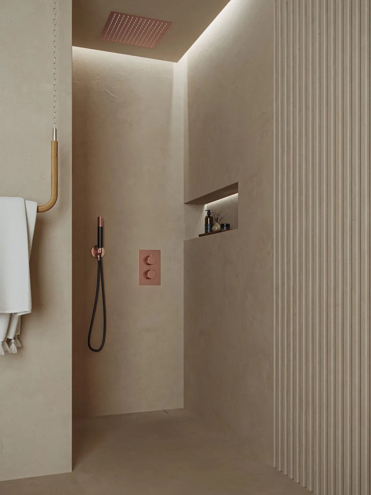 Saniclear Cube Pro inbouw regendouche met inbouw douchekop 30x30cm en staafhanddouche geborsteld koper